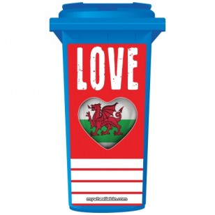 Love Wales Heart Wheelie Bin Sticker Panel